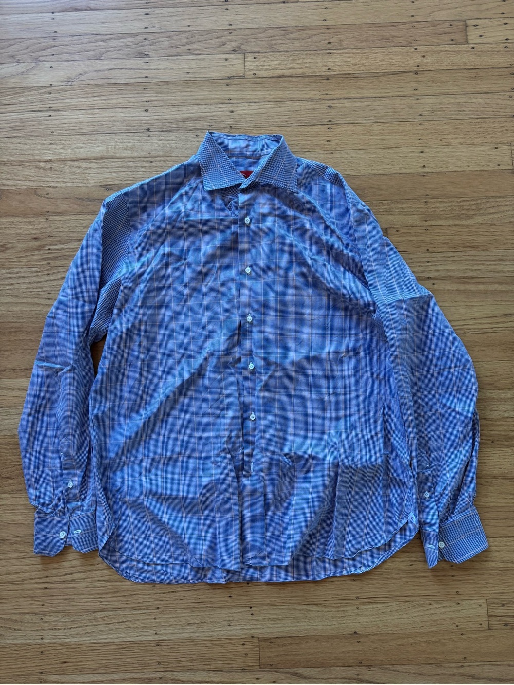 Isaia Napoli Button Dress Shirt Windowpane Men’s XL